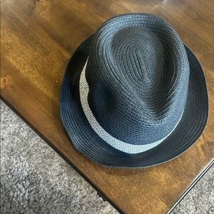 Stylish Black Fedora Hat with White Band